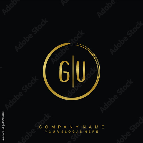 GU initials with a golden circle brush template