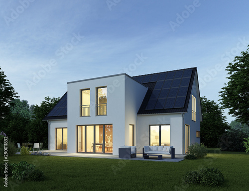 Haus modern am Abend