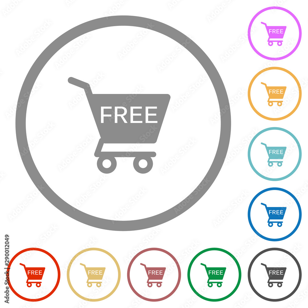 Free shopping cart flat icons with outlines Free shopping cart flat icons with outlines