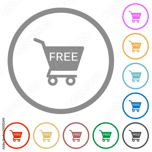 Free shopping cart flat icons with outlines