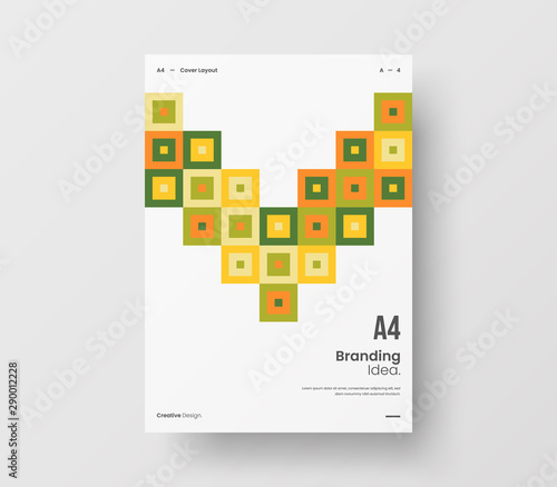 Amazing business presentation vector A4 vertical orientation front page mock up. Modern corporate report cover abstract geometric illustration design layout. Company identity brochure template.