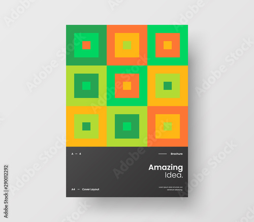 Amazing business presentation vector A4 vertical orientation front page mock up. Modern corporate report cover abstract geometric illustration design layout. Company identity brochure template.