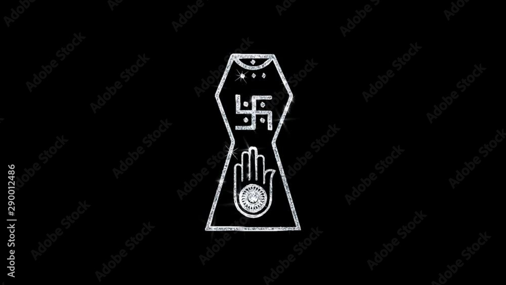Jain hand. Ahimsa Indian, jainisms, hindu religious Icon Sparkling Shining White Blinking Particles Diamond Glitter Loop Light 4K Animation Alpha Channel. Jain hand. Ahimsa Indian, jainisms, hindu religious Icon Sparkling Shining White Blinking Particles Diamond Glitter Loop Light 4K Animation Alpha Channel.