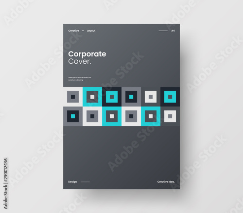 Amazing business presentation vector A4 vertical orientation front page mock up. Modern corporate report cover abstract geometric illustration design layout. Company identity brochure template.