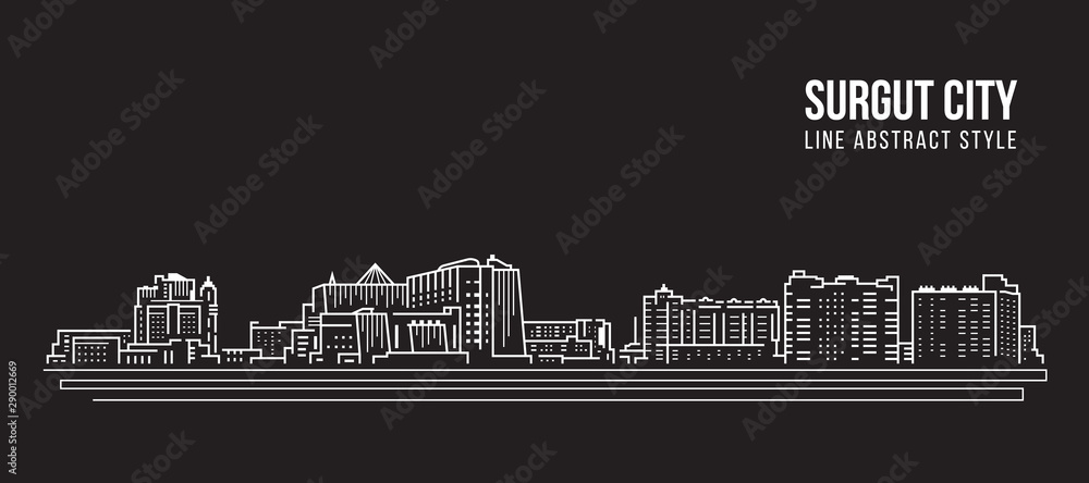 Cityscape Building Line art Vector Illustration design - surgut city