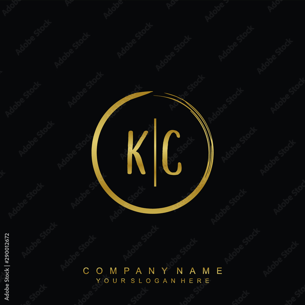 KC initials with a golden circle brush template