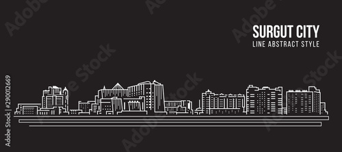 Cityscape Building Line art Vector Illustration design - surgut city