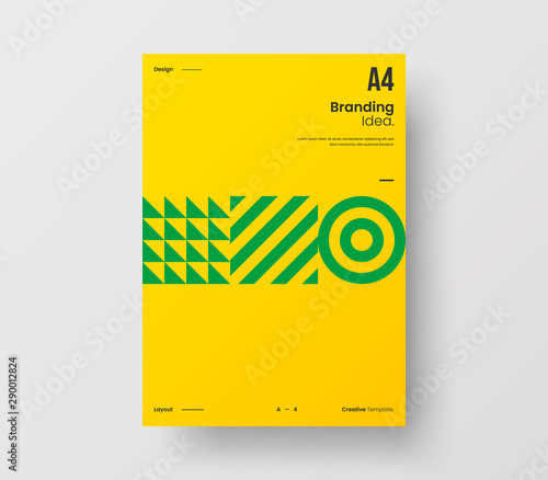 Amazing business presentation vector A4 vertical orientation front page mock up. Modern corporate report cover abstract geometric illustration design layout. Company identity brochure template.