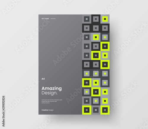 Amazing business presentation vector A4 vertical orientation front page mock up. Modern corporate report cover abstract geometric illustration design layout. Company identity brochure template.