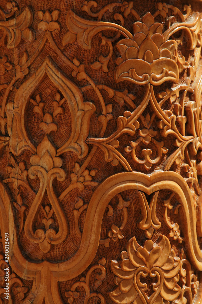Closeup of Uzbekistan wood engraving