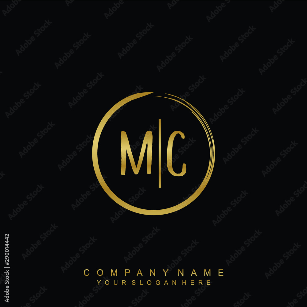 MC initials with a golden circle brush template MC initials with a golden circle brush template