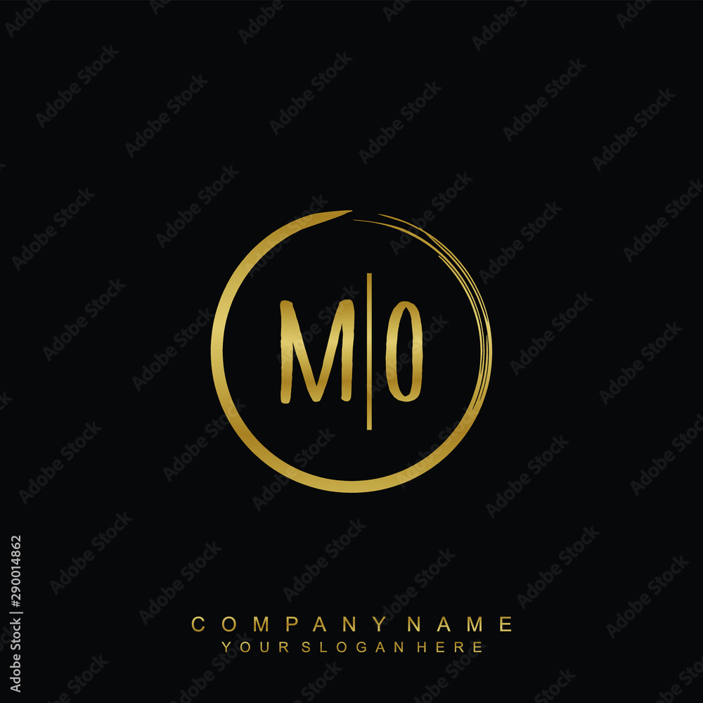 MO initials with a golden circle brush template MO initials with a golden circle brush template