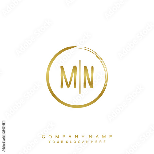 MN initials with a golden circle brush template