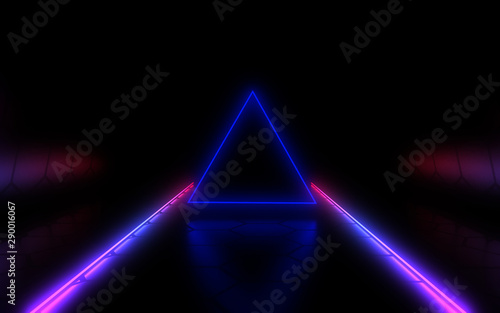 3D abstract background with neon light. 3d illustration