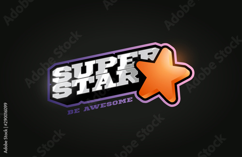 Superstar mascot Modern professional sport Typography in retro style. Vector design emblem, badge and sporty template logo design.