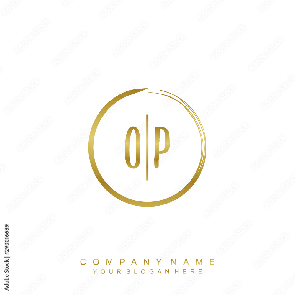 OP initials with a golden circle brush template OP initials with a golden circle brush template