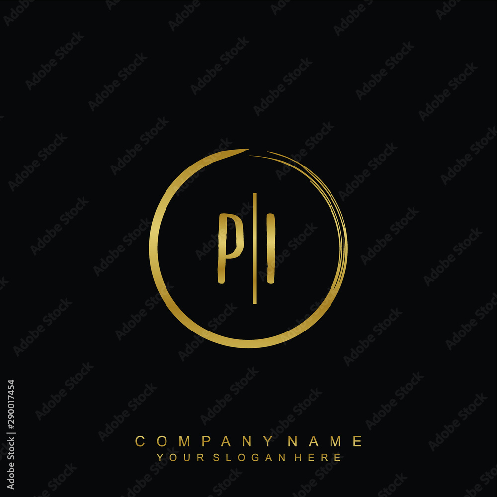 PI initials with a golden circle brush template PI initials with a golden circle brush template