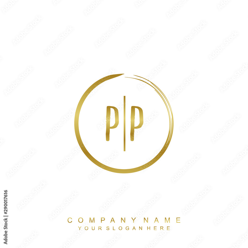 PP initials with a golden circle brush template