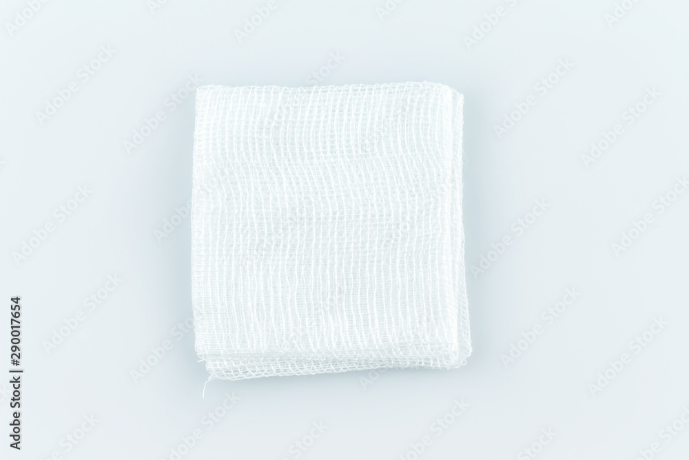 Fototapeta premium gauze pads on white background.