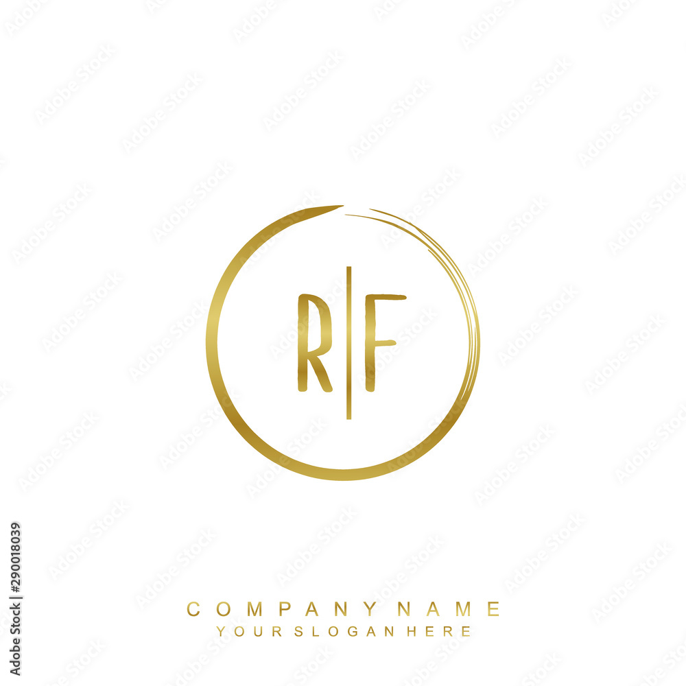 RF initials with a golden circle brush template RF initials with a golden circle brush template