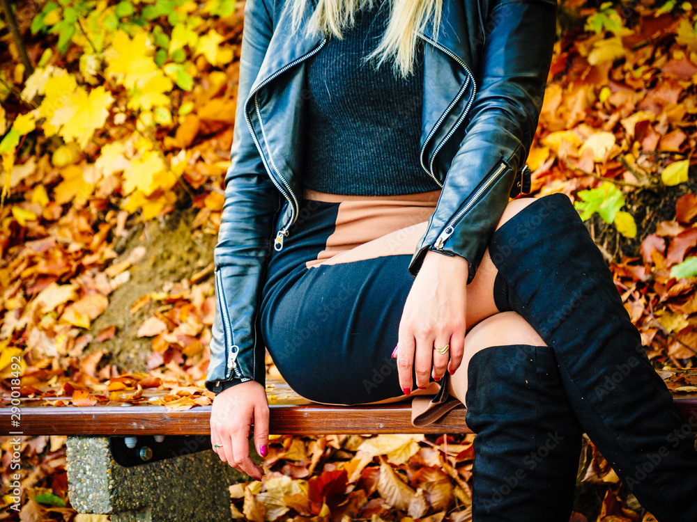 Woman wearing sexy autumn outfit Stock Photo | Adobe Stock