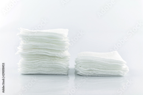 gauze pads on white background. photo