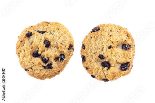 two cookie chocolate on white background.