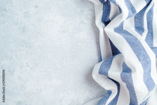 High Angle View of kitchen cloth napkin on gray background with copy space