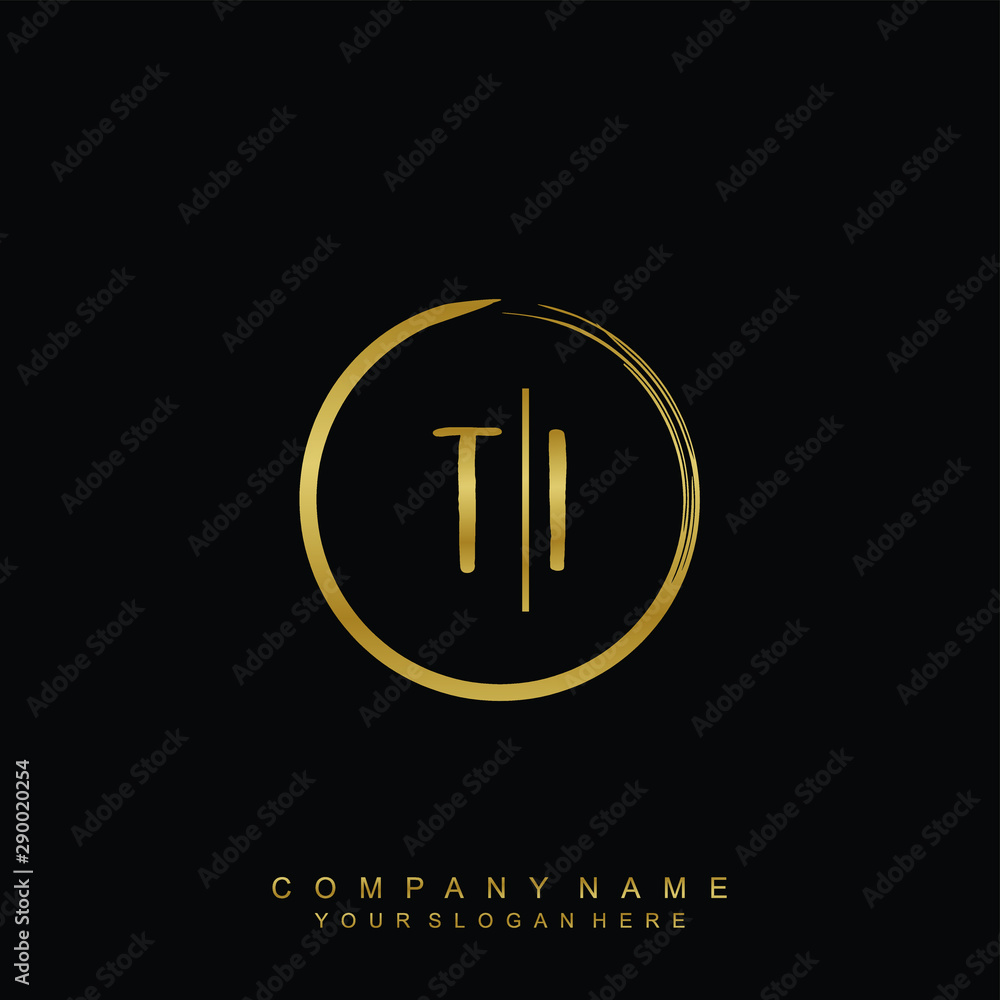 TI initials with a golden circle brush template TI initials with a golden circle brush template