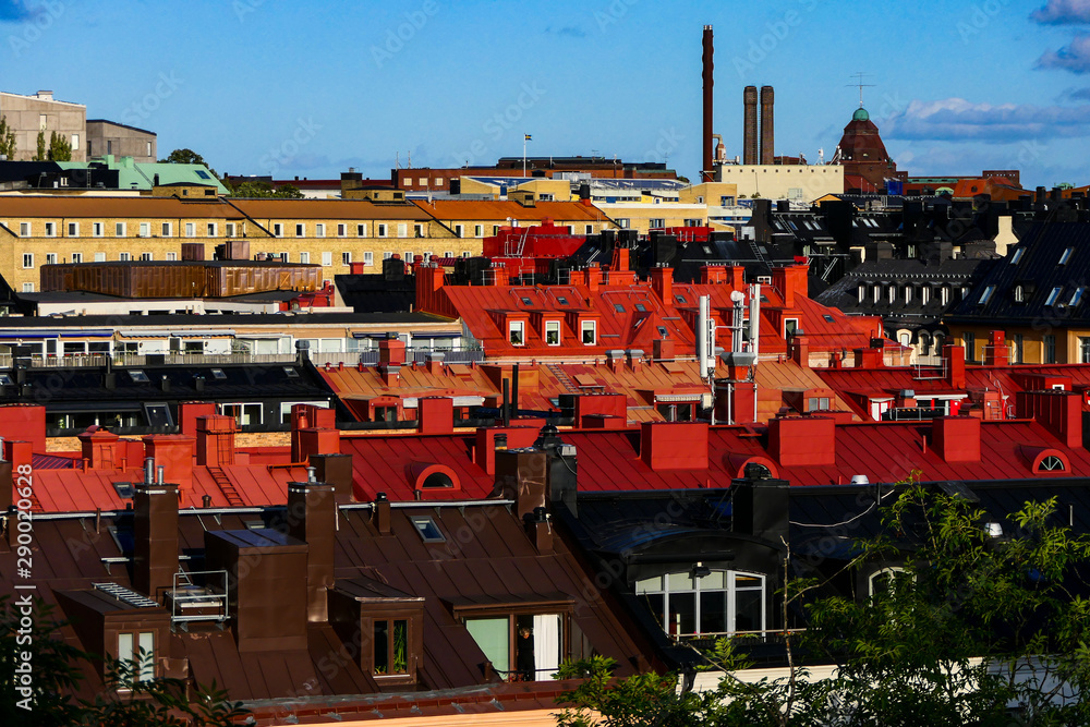 Stockholm, Sweden A view over rooftops known as Siberia inthe neighborhood  of Vasastan. Stock Photo | Adobe Stock