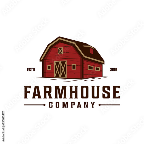 Farmhouse,warehouse / barn vintage logo design. Countryside hand drawn logo