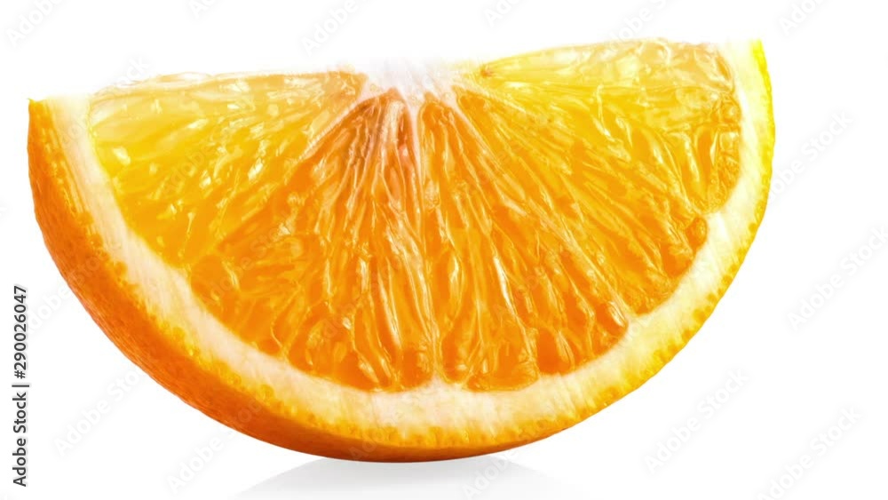 panning orange slice isolated on white background. top view panning orange slice isolated on white background. top view