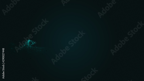 Smooth luxury azure blue stream slowly flow on blurred total background. Copy space.