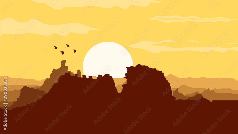 Summer sunset style yellow color Landscape Background
