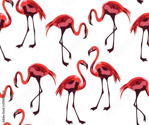 Tropical wildlife, flamingo bird, seamless pattern. Vector pattern. Print for textile, cloth, wallpaper, scrapbooking 