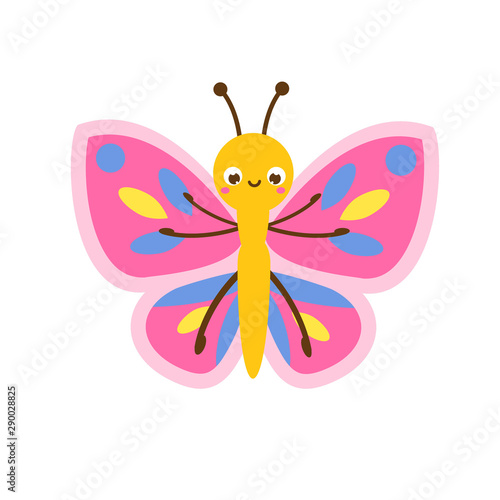 Cartoon butterfly. Cute insect character. Vector illustration © ksuklein
