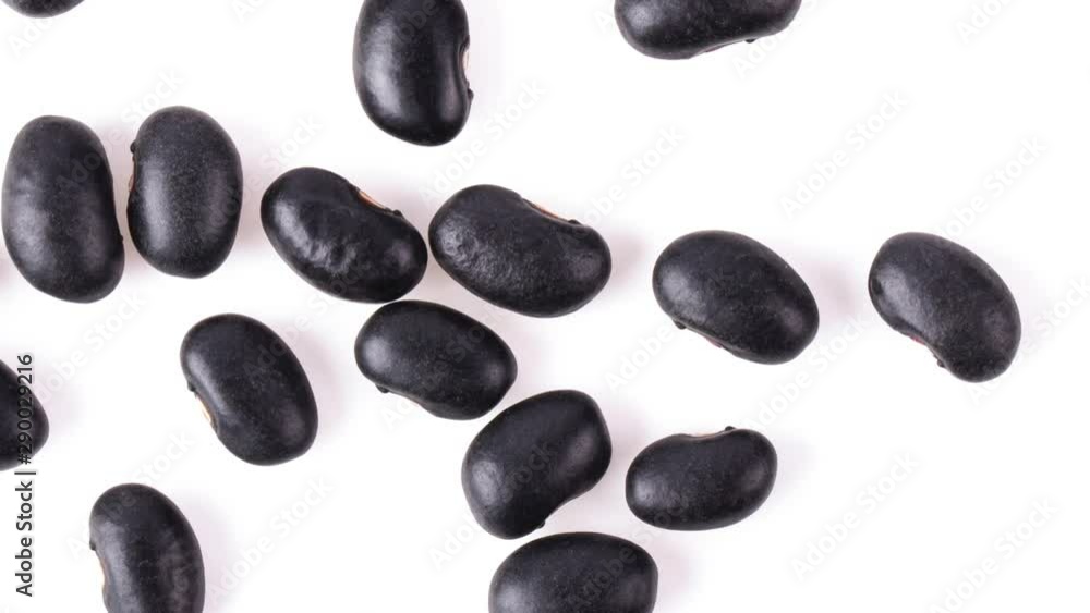 panning black beans isolated on white background. top view panning black beans isolated on white background. top view