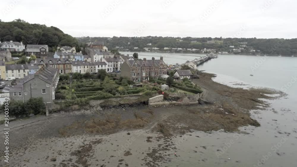 Garth seaside British tourism town North Wales, England. Aerial views across coastal shore, historic British Victorian townhouse tourist attraction. Garth seaside British tourism town North Wales, England. Aerial views across coastal shore, historic British Victorian townhouse tourist attraction.