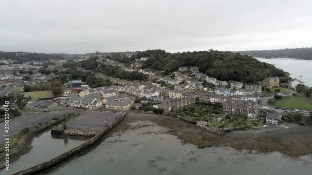 Garth seaside British tourism town North Wales, England. Aerial views across coastal shore, historic British Victorian townhouse tourist attraction. Garth seaside British tourism town North Wales, England. Aerial views across coastal shore, historic British Victorian townhouse tourist attraction.