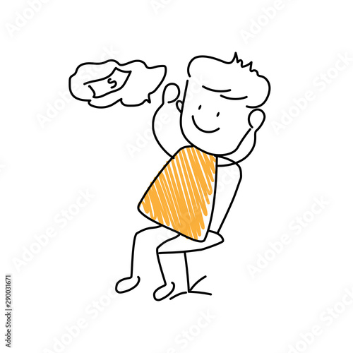 Character with pensive emoji