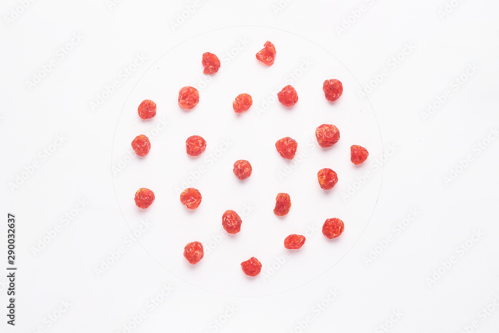 Candied cherries isolated on white backgroud.