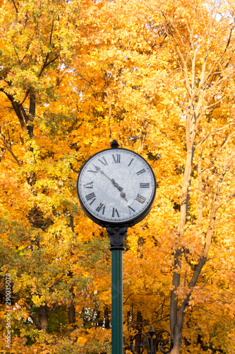 Clock in the autumn
