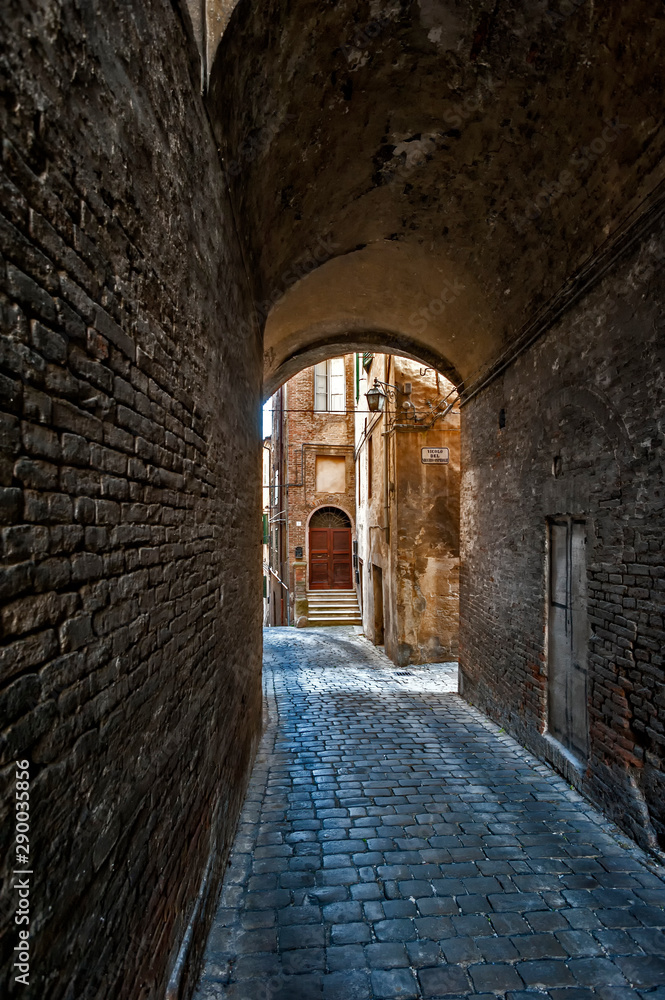 Jesi. Italy - Marche- narrow alley in the historic center of the city.