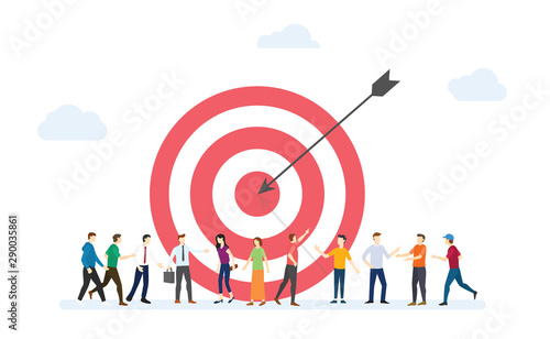 target customer business for marketing with dart and customers people crowd with modern flat style - vector