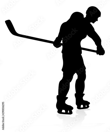 An ice hockey sports player silhouette illustration