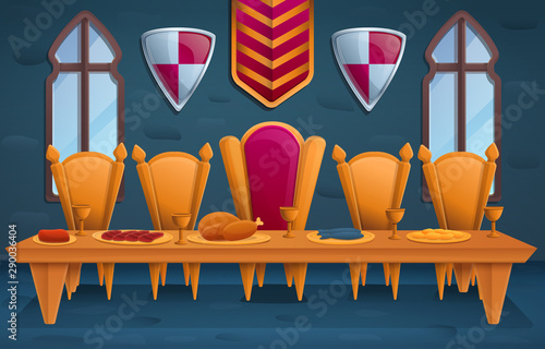 luxury royal feast in the throne room, vector illustration