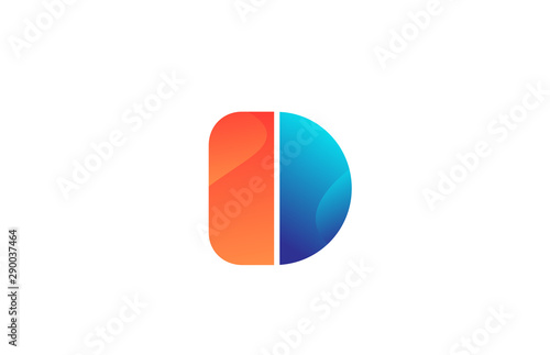 icon letter D orange blue alphabet for company logo design