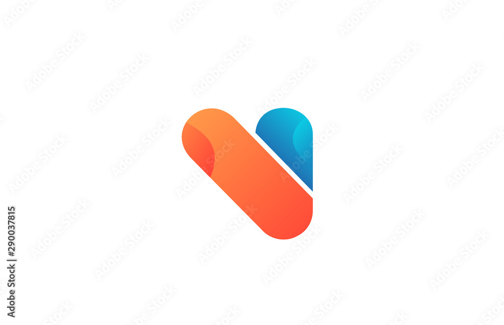 icon letter V orange blue alphabet for company logo design icon letter V orange blue alphabet for company logo design