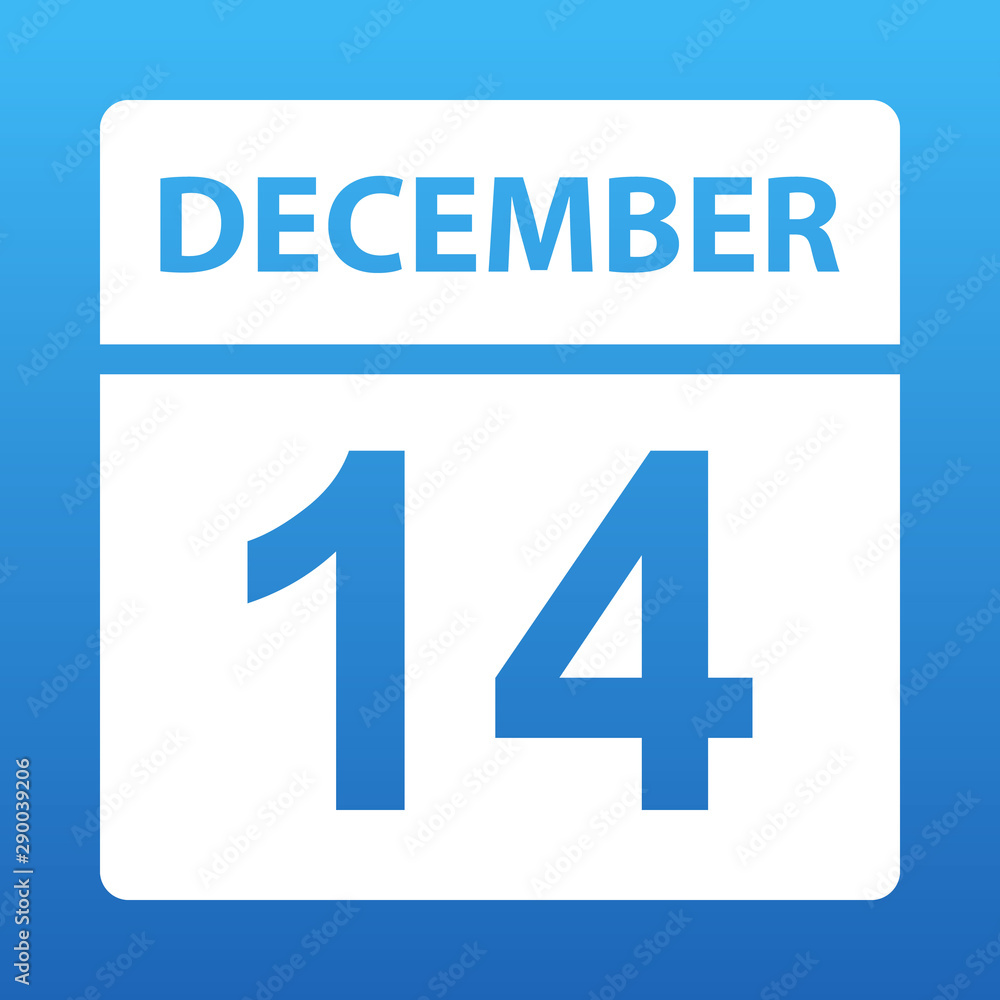 December 14. White calendar on a colored background. Day on the calendar. Fourteenth of december. Blue background with gradient. Illustration. December 14. White calendar on a colored background. Day on the calendar. Fourteenth of december. Blue background with gradient. Illustration.