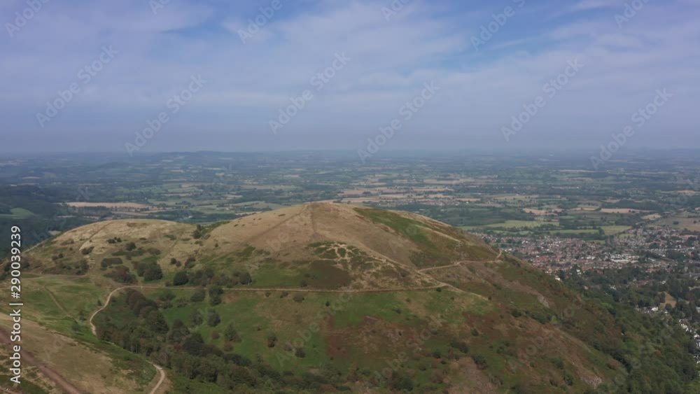 Malvern hills Worcestershire aerial view, UK Malvern hills Worcestershire aerial view, UK